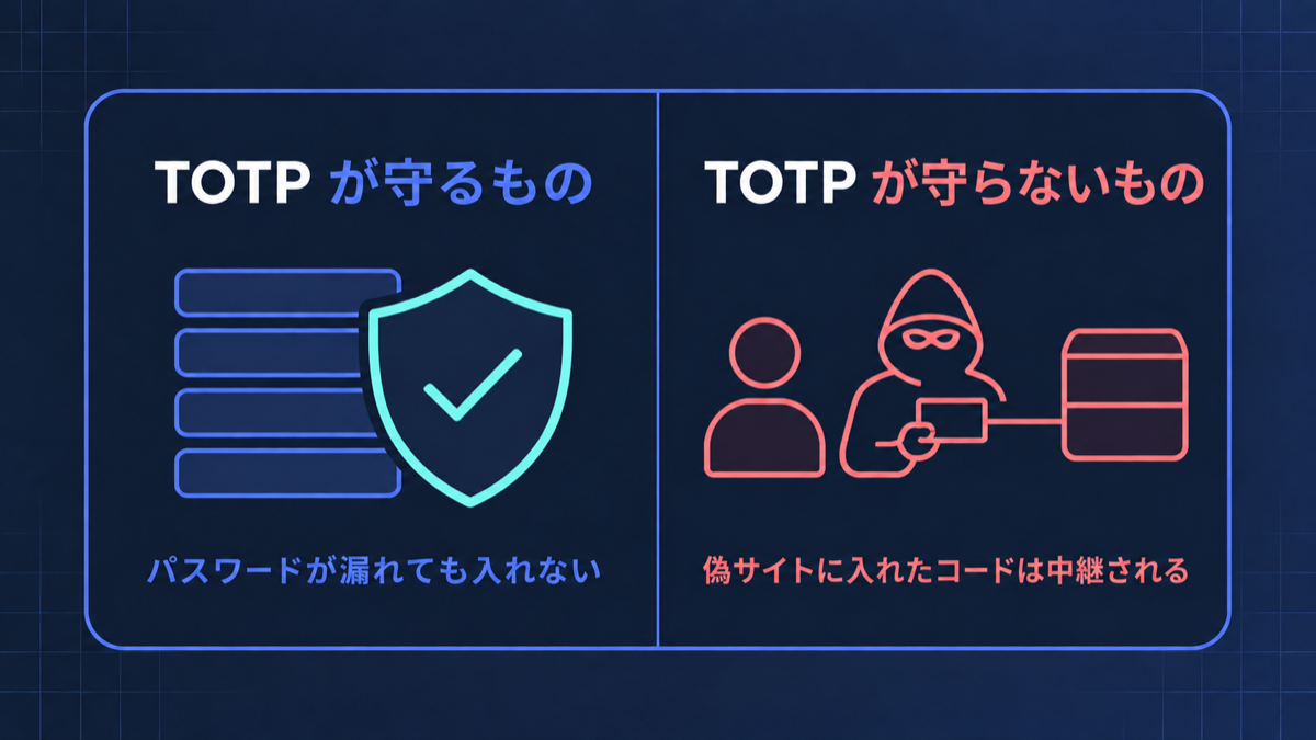 TOTP が守るものと守らないものの対比